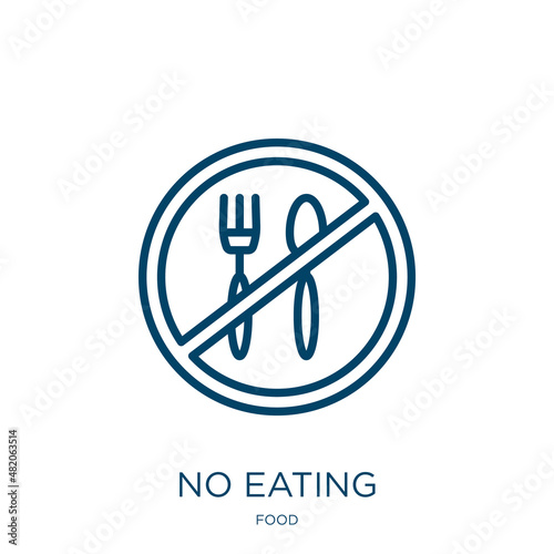 no eating icon from food collection. Thin linear no eating, food, eat outline icon isolated on white background. Line vector no eating sign, symbol for web and mobile