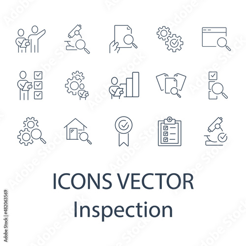 Tablou canvas Inspection  icons set