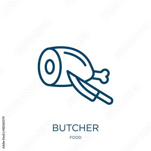 butcher icon from food collection. Thin linear butcher, food, market outline icon isolated on white background. Line vector butcher sign, symbol for web and mobile
