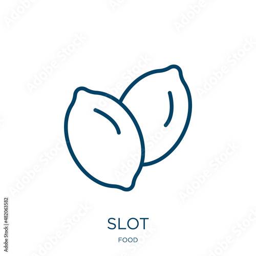 slot icon from food collection. Thin linear slot, play, gambling outline icon isolated on white background. Line vector slot sign, symbol for web and mobile