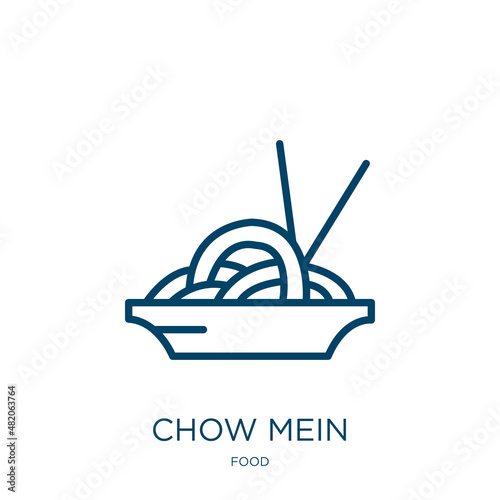 chow mein icon from food collection. Thin linear chow mein, lunch, chinese outline icon isolated on white background. Line vector chow mein sign, symbol for web and mobile