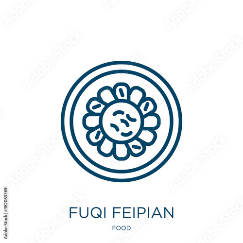 fuqi feipian icon from food collection. Thin linear fuqi feipian, mein, chinese outline icon isolated on white background. Line vector fuqi feipian sign, symbol for web and mobile