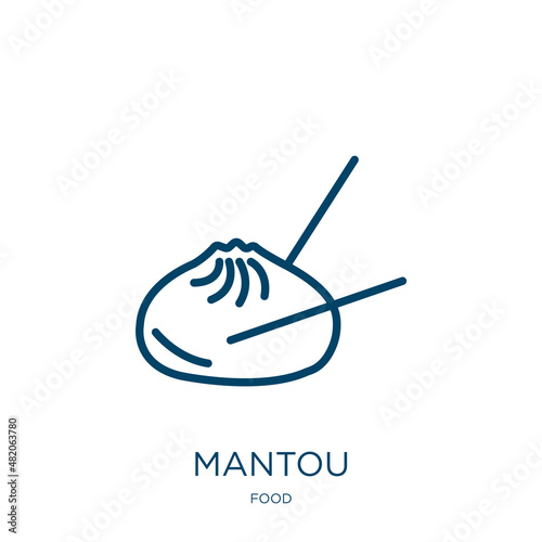 mantou icon from food collection. Thin linear mantou, food, bao outline icon isolated on white background. Line vector mantou sign, symbol for web and mobile