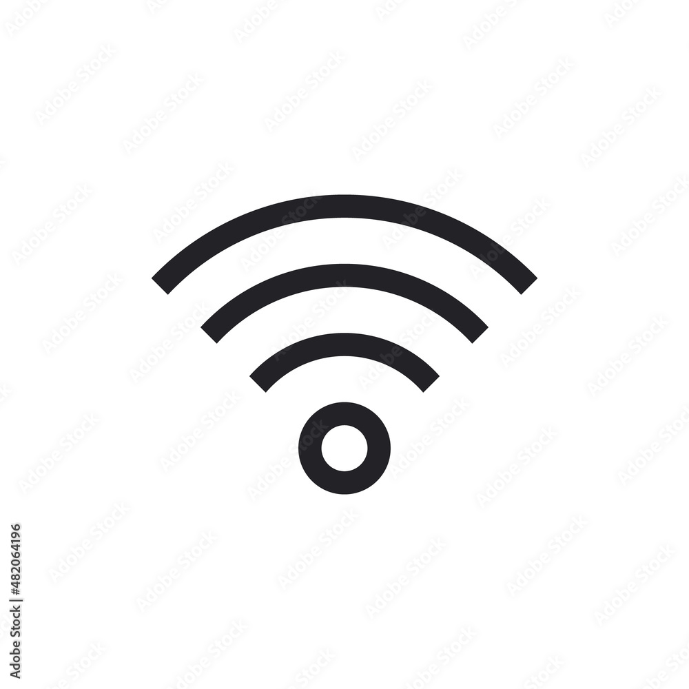Vector Illustration of Wireless Connection Icon in Black. Wi-Fi Icon Shape Rounded Internet Connection. Wireless Internet Connection Icon. communication and connection symbol. Technology icon