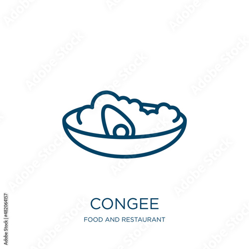 congee icon from food and restaurant collection. Thin linear congee, asian, cuisine outline icon isolated on white background. Line vector congee sign, symbol for web and mobile