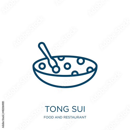 tong sui icon from food and restaurant collection. Thin linear tong sui, tong, simple outline icon isolated on white background. Line vector tong sui sign, symbol for web and mobile