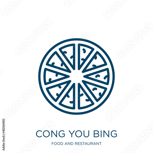 cong you bing icon from food and restaurant collection. Thin linear cong you bing, cong, keg outline icon isolated on white background. Line vector cong you bing sign, symbol for web and mobile