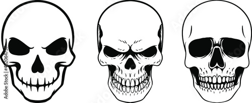 various black and white human skull design photo