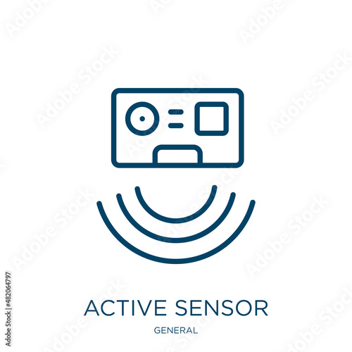 active sensor icon from general collection. Thin linear active sensor, sensor, smart outline icon isolated on white background. Line vector active sensor sign, symbol for web and mobile photo