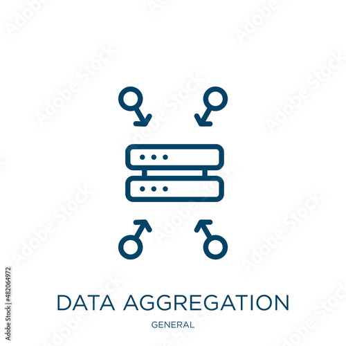 data aggregation icon from general collection. Thin linear data aggregation, data, business outline icon isolated on white background. Line vector data aggregation sign, symbol for web and mobile