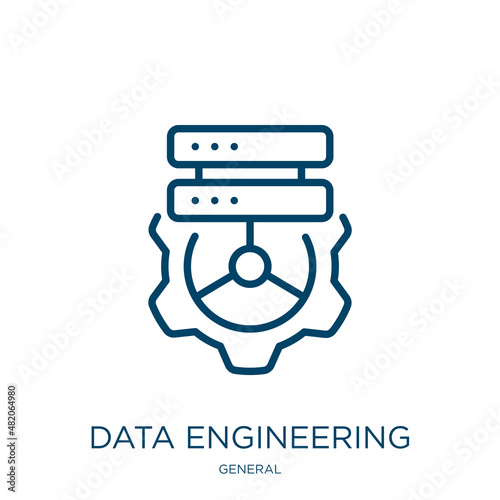 data engineering icon from general collection. Thin linear data engineering, data, engineering outline icon isolated on white background. Line vector data engineering sign, symbol for web and mobile