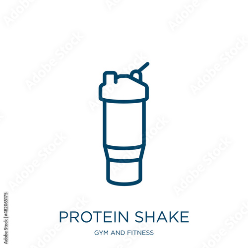 protein shake icon from gym and fitness collection. Thin linear protein shake, shake, protein outline icon isolated on white background. Line vector protein shake sign, symbol for web and mobile
