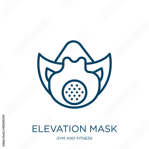 elevation mask icon from gym and fitness collection. Thin linear elevation mask, mask, medical outline icon isolated on white background. Line vector elevation mask sign, symbol for web and mobile