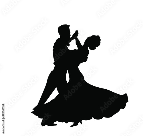 Couple dancing silhouette vector illustration