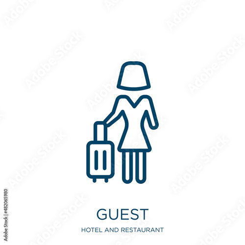 guest icon from hotel and restaurant collection. Thin linear guest, welcome, hotel outline icon isolated on white background. Line vector guest sign, symbol for web and mobile