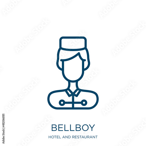 bellboy icon from hotel and restaurant collection. Thin linear bellboy, hotel, service outline icon isolated on white background. Line vector bellboy sign, symbol for web and mobile
