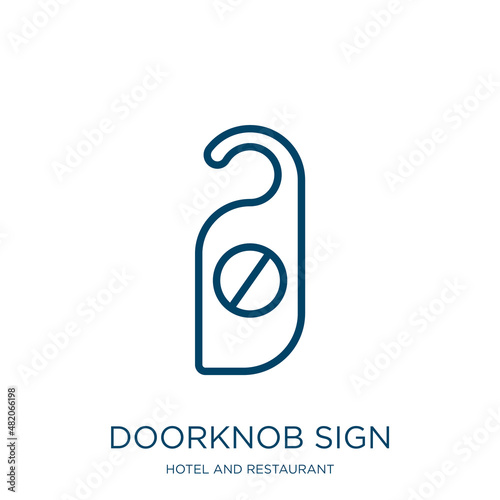 doorknob sign icon from hotel and restaurant collection. Thin linear doorknob sign, doorknob, enter outline icon isolated on white background. Line vector doorknob sign sign, symbol for web and mobile