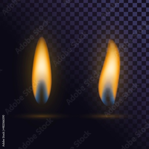 Lighter or candle flame on transparent background