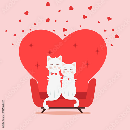 love Valentine's Day heart cats cast 
postcard 
valentine