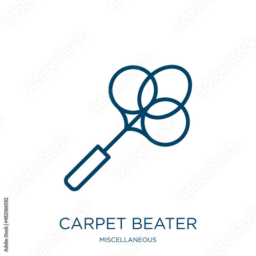 carpet beater icon from miscellaneous collection. Thin linear carpet beater, carpet, beater outline icon isolated on white background. Line vector carpet beater sign, symbol for web and mobile photo