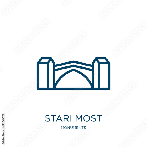 stari most icon from monuments collection. Thin linear stari most, stari, most outline icon isolated on white background. Line vector stari most sign, symbol for web and mobile