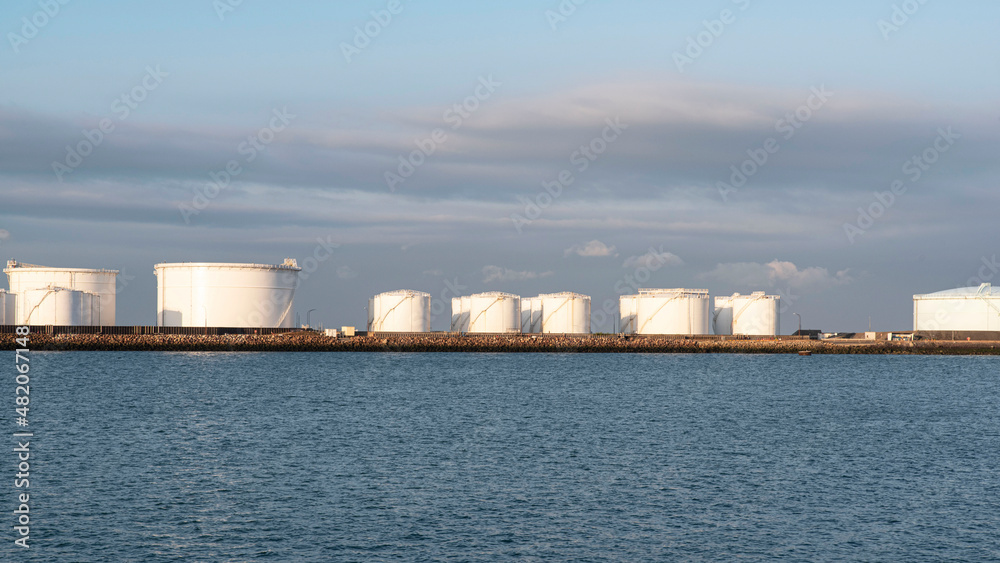 Fuel storage tanks in the port of Le Havre in France Fuel storage tanks in the port of Le Havre in France