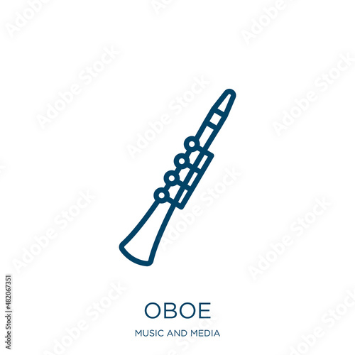oboe icon from music and media collection. Thin linear oboe, classical, music outline icon isolated on white background. Line vector oboe sign, symbol for web and mobile
