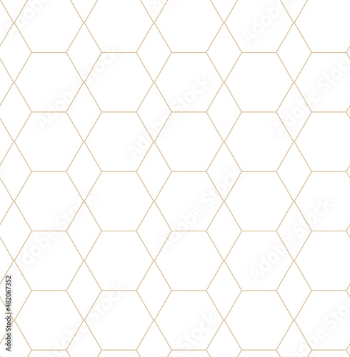 Golden geometric vector seamless patterns on a white background. Modern illustrations for wallpapers, flyers, covers, banners, minimalistic ornaments, backgrounds.