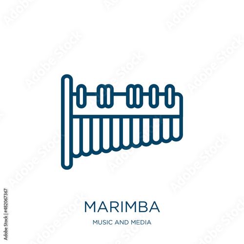 marimba icon from music and media collection. Thin linear marimba, music, musical outline icon isolated on white background. Line vector marimba sign, symbol for web and mobile