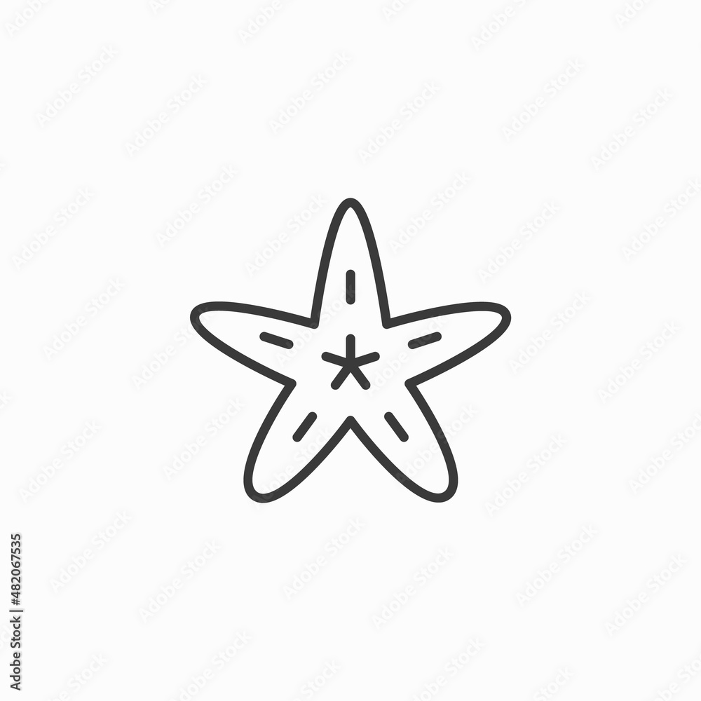 Fototapeta premium Starfish icon isolated on white background. Vector illustration. Common starfish or sea star fish marine life flat vector icon for apps and websites