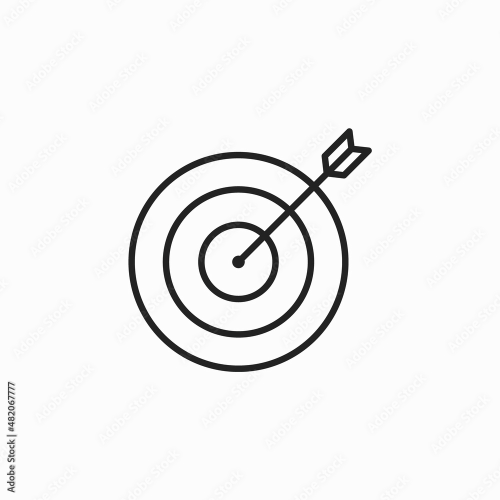 Target and Arrow Icon with Editable Stroke. Icon marketing target graphic design single icon vector illustration. target icon vector from miscellaneous collection. Thin line target outline icon vector Target and Arrow Icon with Editable Stroke. Icon marketing target graphic design single icon vector illustration. target icon vector from miscellaneous collection. Thin line target outline icon vector