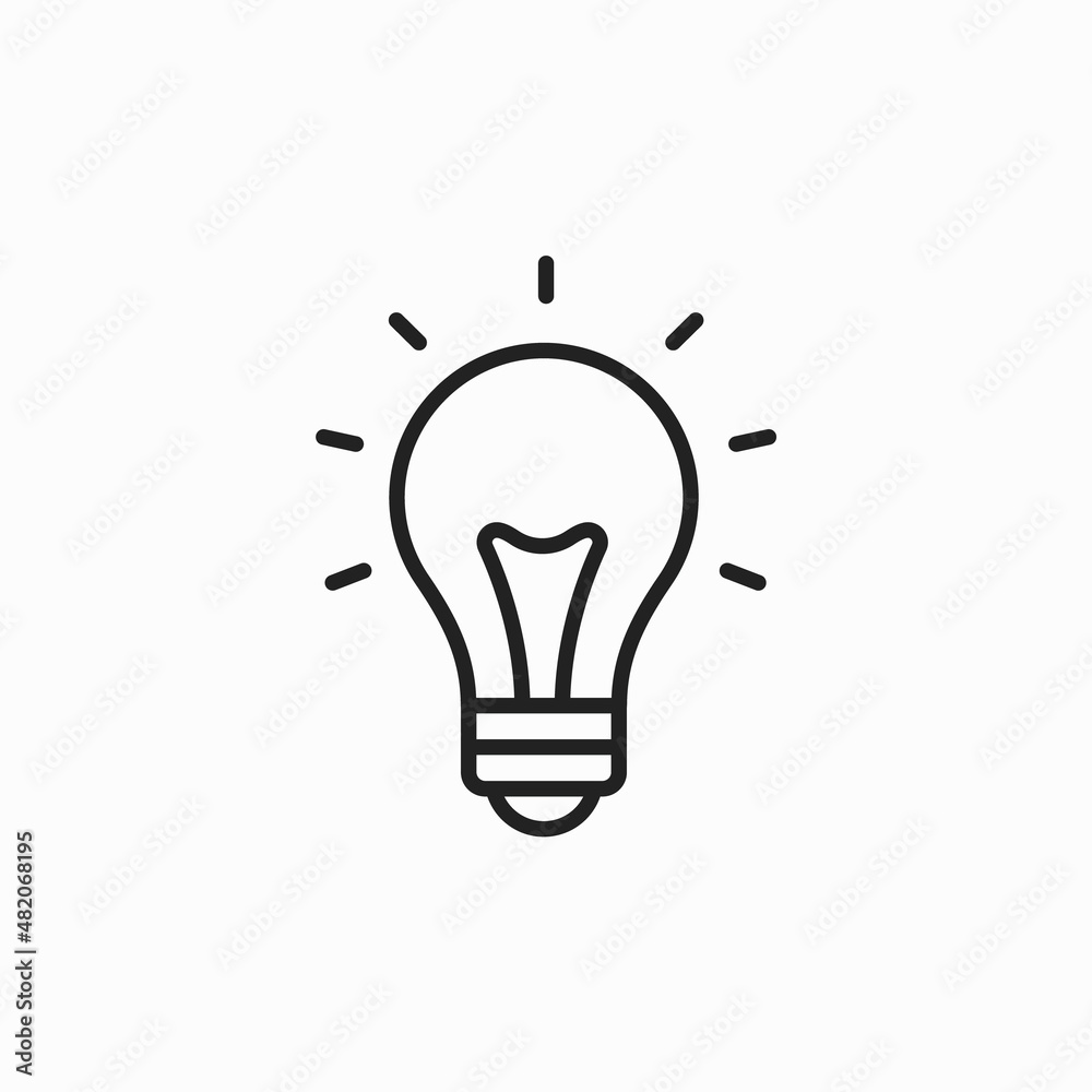 Light bulb icon on white background. Energy and thinking symbol. Creative idea and inspiration concept. Vector illustration Light bulb icon on white background. Energy and thinking symbol. Creative idea and inspiration concept. Vector illustration