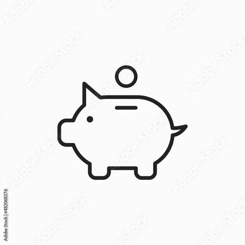 Piggy bank icon on white background. Piggy bank icon. Piggybank with falling coins. Baby pig piggy bank. Pig silhouette. Financial independence. Money box symbol flat style stock vector.