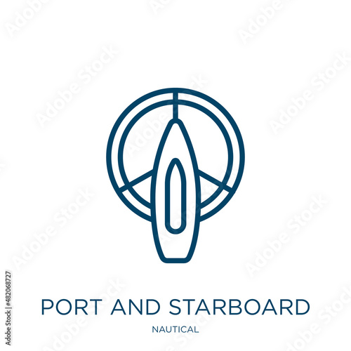 port and starboard icon from nautical collection. Thin linear port and starboard, ship, ocean outline icon isolated on white background. Line vector port and starboard sign, symbol for web and mobile