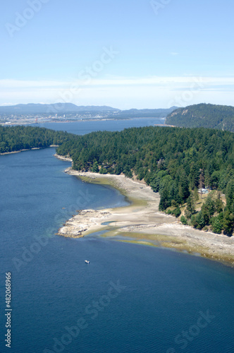 Dodds Narrows and Mudge Island, BC. Aerial photographs of the Southern Gulf Islands. British Columbia, Canada. photo