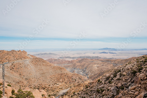 La rumorosa highway in mexico, rocky mountains and desert.
