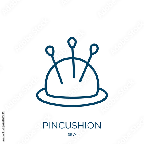 pincushion icon from sew collection. Thin linear pincushion, pin, sewing outline icon isolated on white background. Line vector pincushion sign, symbol for web and mobile