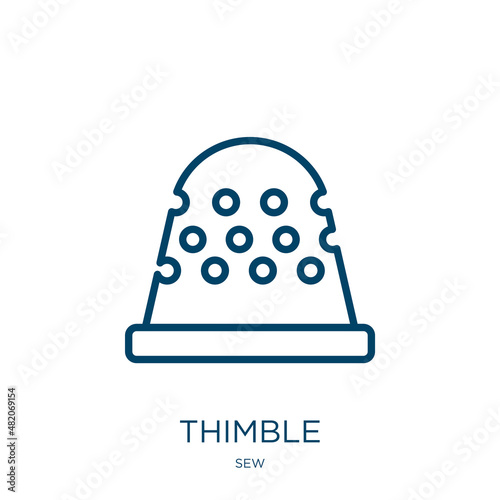 thimble icon from sew collection. Thin linear thimble, pin, sewing outline icon isolated on white background. Line vector thimble sign, symbol for web and mobile
