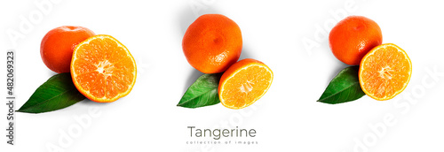 Tangerine isolated on a white background. Mandarin.