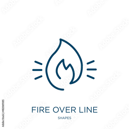 fire over line icon from shapes collection. Thin linear fire over line, fire, typography outline icon isolated on white background. Line vector fire over line sign, symbol for web and mobile
