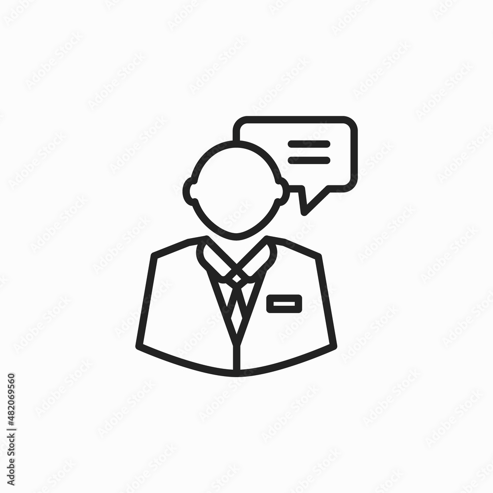 People avatar, man, bussinessman icon, guy vector icon. Standing businessman with a tie. Vector illustration. Minimalist lineart. Human template
