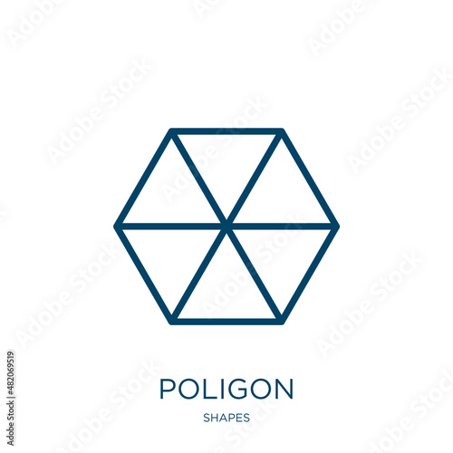 poligon icon from shapes collection. Thin linear poligon, poligonal, bright outline icon isolated on white background. Line vector poligon sign, symbol for web and mobile photo