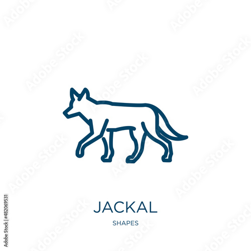 jackal icon from shapes collection. Thin linear jackal, wildlife, animal outline icon isolated on white background. Line vector jackal sign, symbol for web and mobile