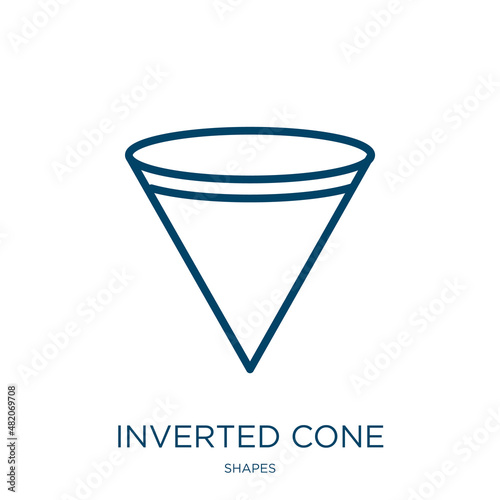 inverted cone icon from shapes collection. Thin linear inverted cone, funnel, part outline icon isolated on white background. Line vector inverted cone sign, symbol for web and mobile