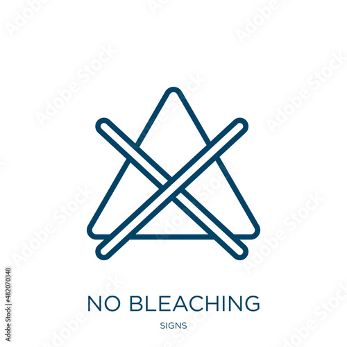 no bleaching icon from signs collection. Thin linear no bleaching, bleach, water outline icon isolated on white background. Line vector no bleaching sign, symbol for web and mobile