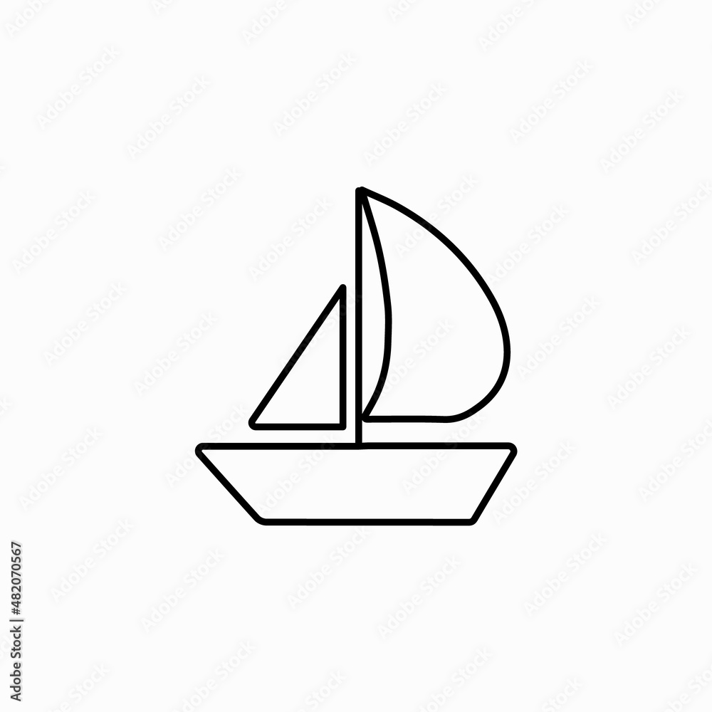 Sailboat icon, logo isolated on white background. boat vector logo icon sailboat yacht anchor helm maritime Nautical tropical illustration graphic