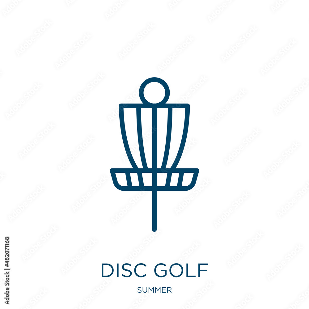 disc golf icon from summer collection. Thin linear disc golf, golf, game  outline icon isolated on white background. Line vector disc golf sign,  symbol for web and mobile Stock Vector | Adobe