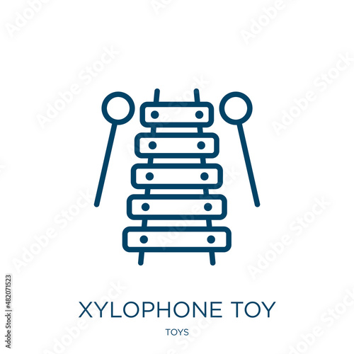 xylophone toy icon from toys collection. Thin linear xylophone toy, play, game outline icon isolated on white background. Line vector xylophone toy sign, symbol for web and mobile