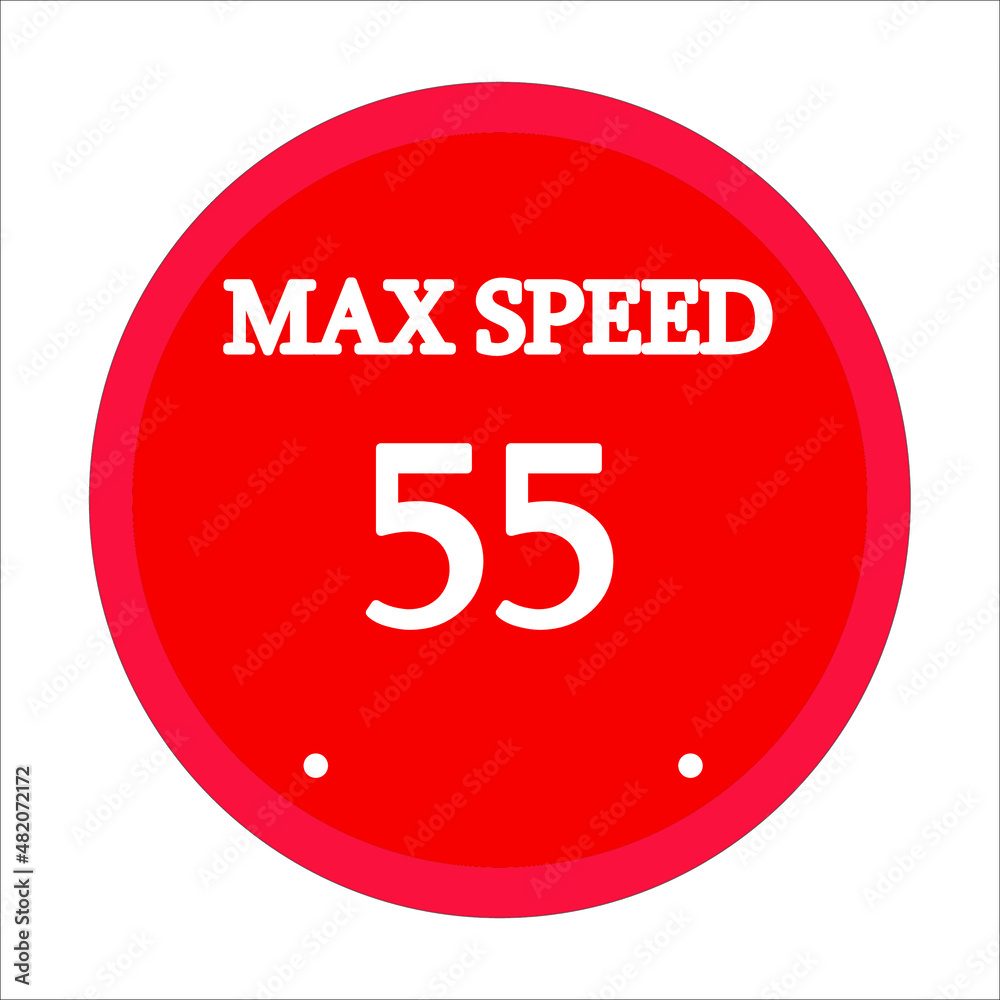 maximum speed 55. Red circle and white background maximum speed 55. Red circle and white background