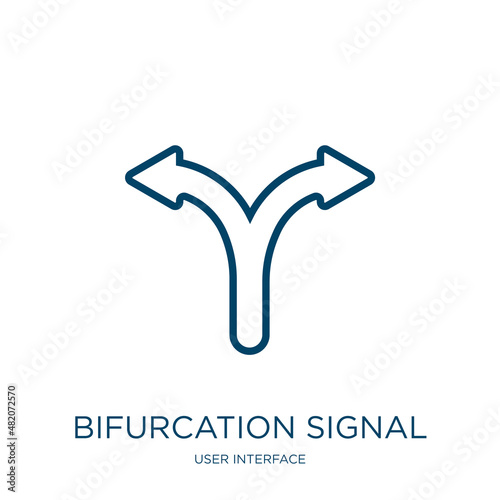 bifurcation signal icon from user interface collection. Thin linear bifurcation signal, arrow, bifurcation outline icon isolated on white background. Line vector bifurcation signal sign, symbol for